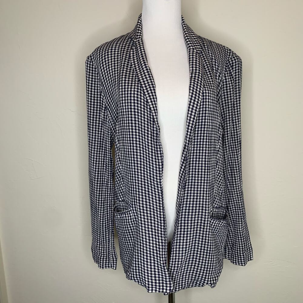 Lauren Conrad Navy Blue Gingham Blazer Lightweight Sz Large